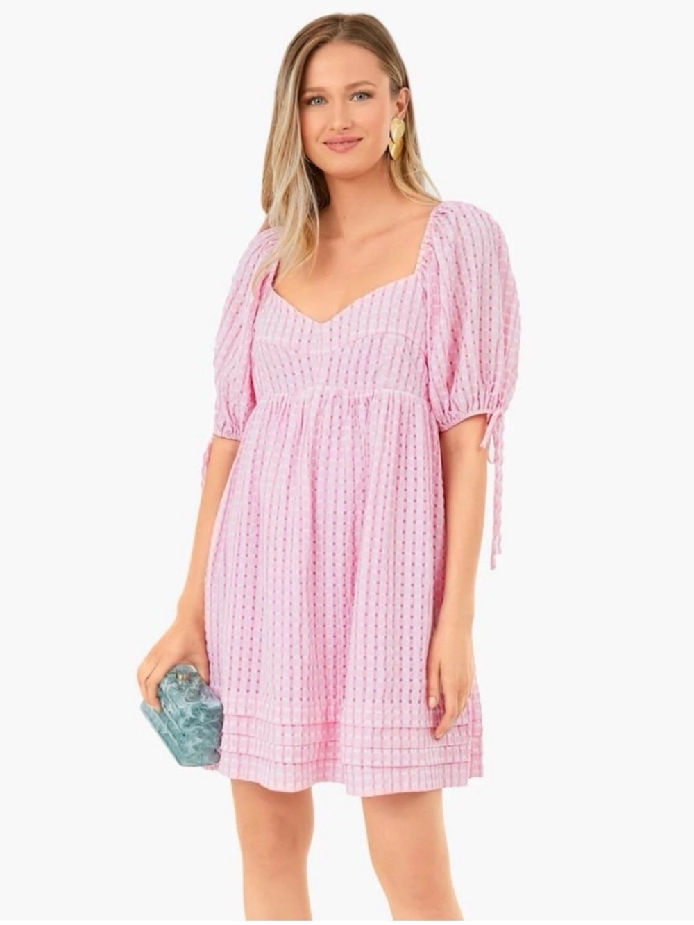 Tuckernuck Hyacinth House Layton Babydoll Mini Dress Pink Gingham Size S